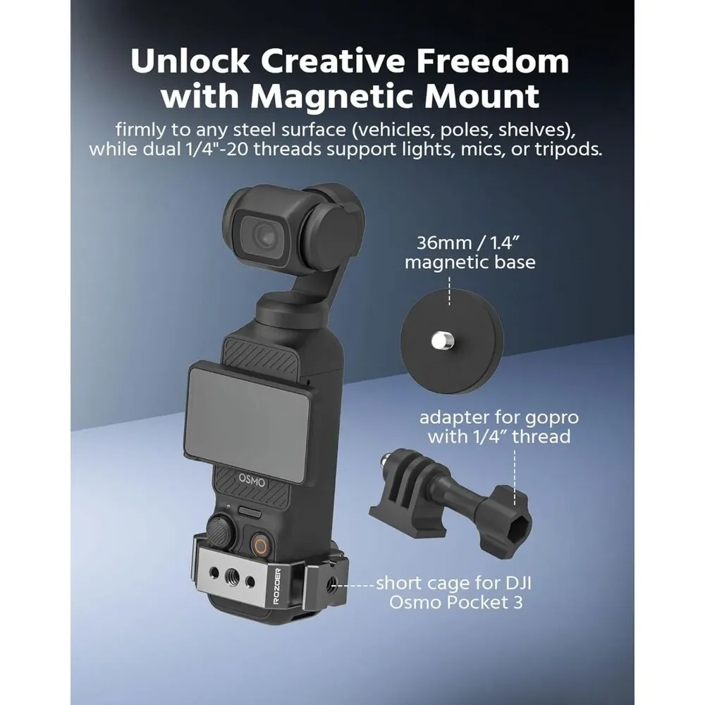 Magnetic Mount for Xtra Muse/Pocket 3 w/ Adapter for GoPro, NATO Rails